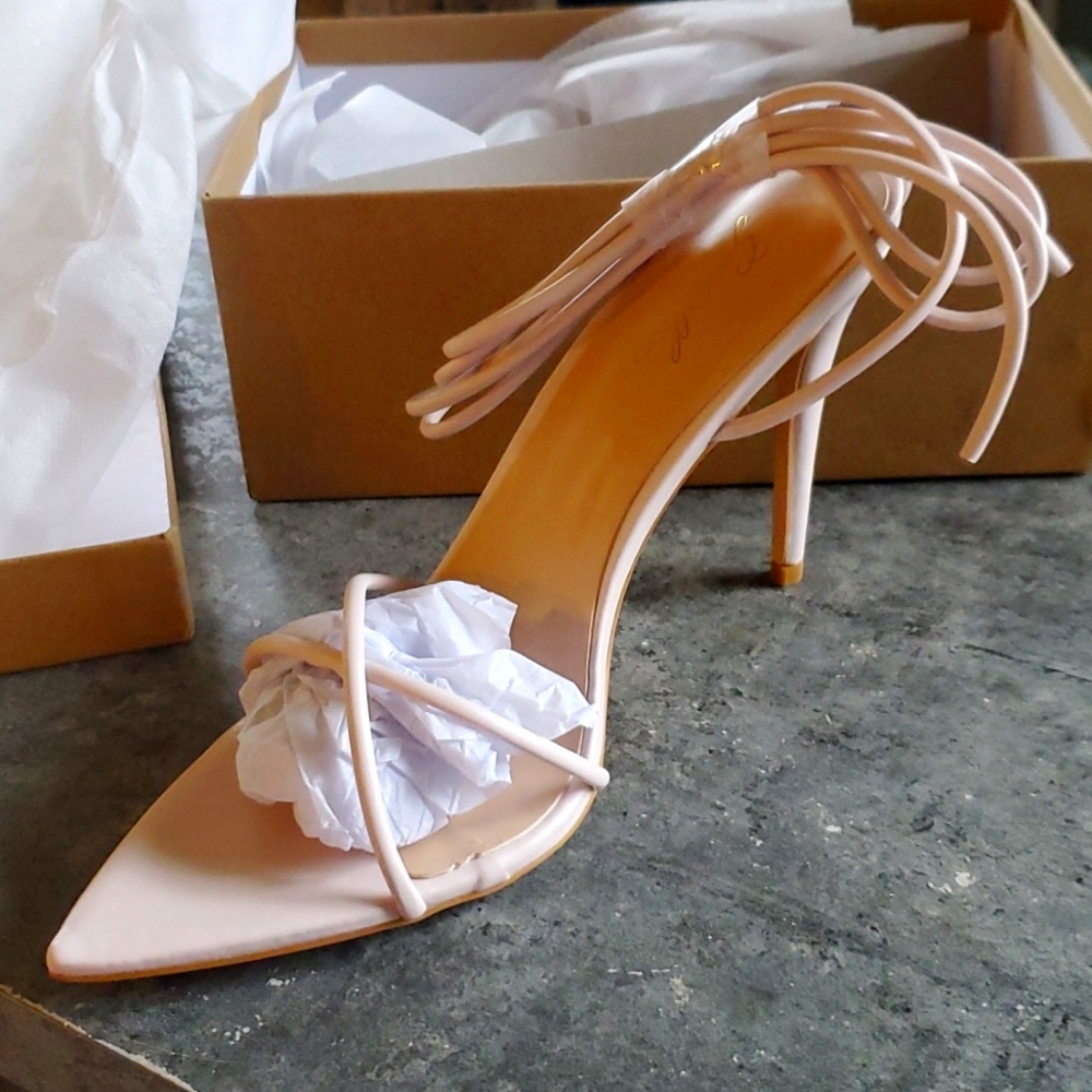 Strappy nude heels